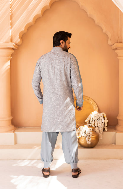 Frosty Blue Embroidered Kurta Shalwar Kameez