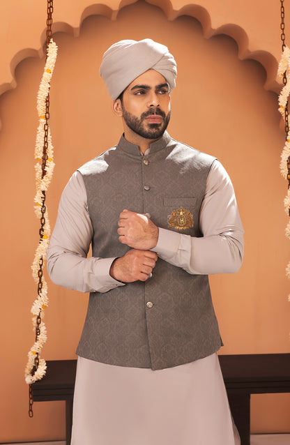 Ash Grey Waistcoat Shalwar Kameez