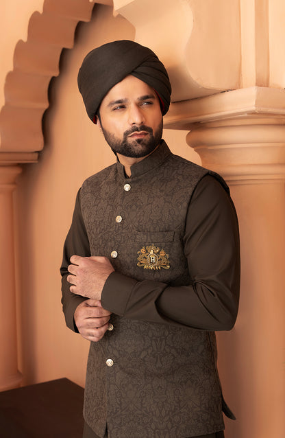 Deep Green Waistcoat Shalwar Kameez