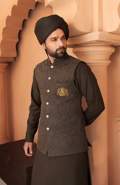 Deep Green Waistcoat Shalwar Kameez