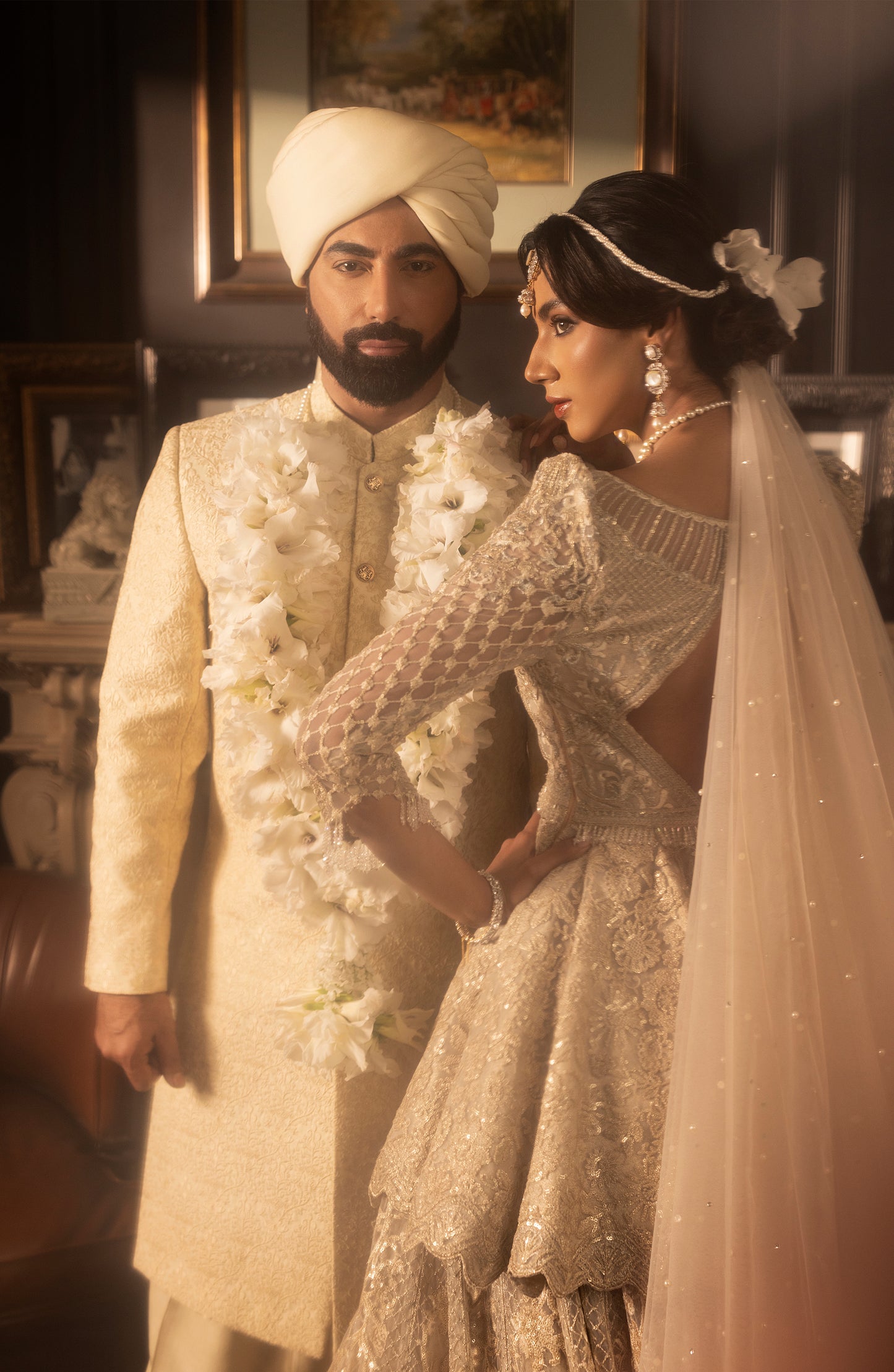 Ivory Silk Sherwani with Gold Button Detailing