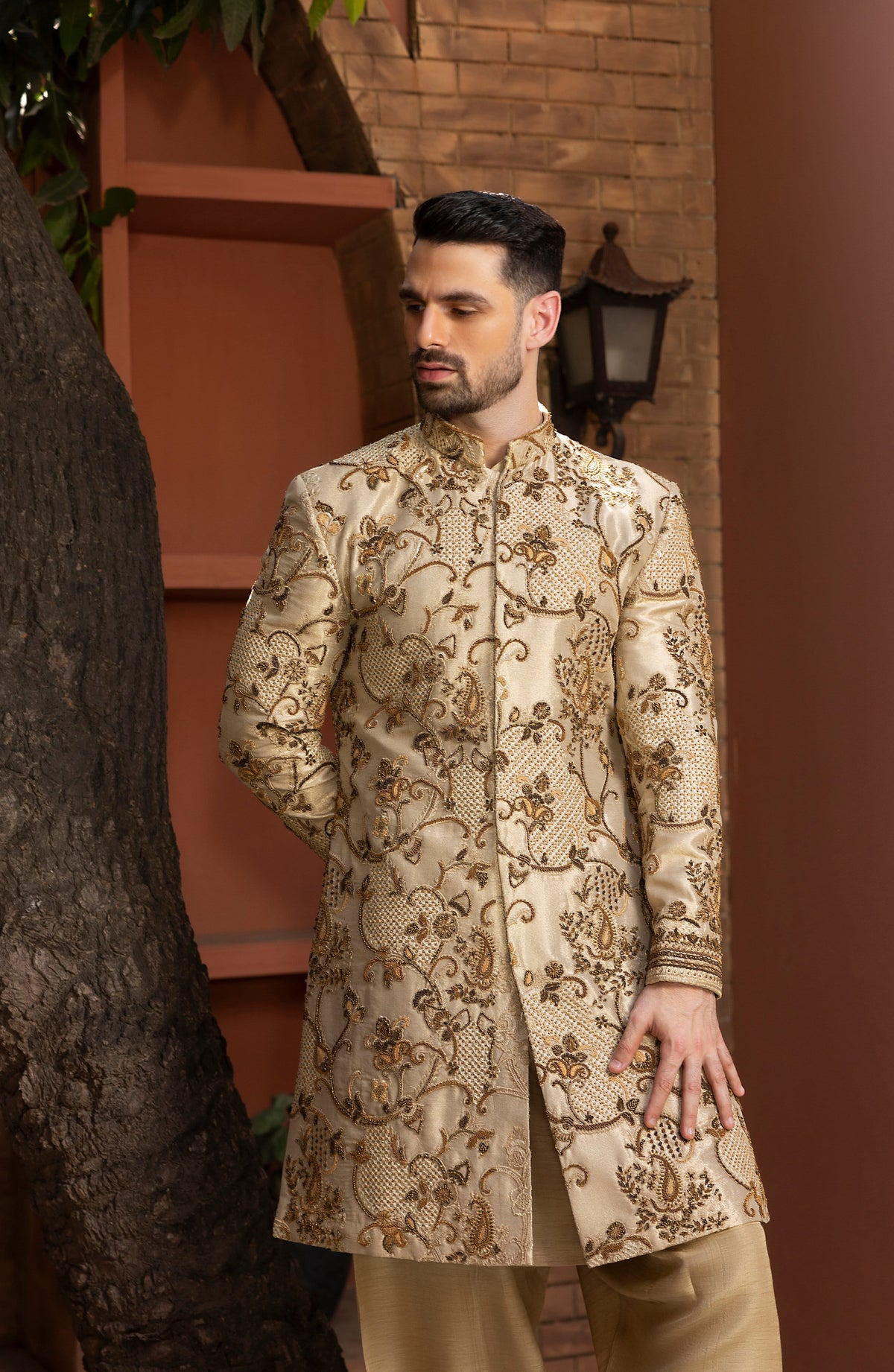 Sherwani with intricate threadwork