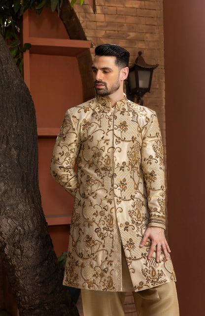 Sherwani with intricate threadwork