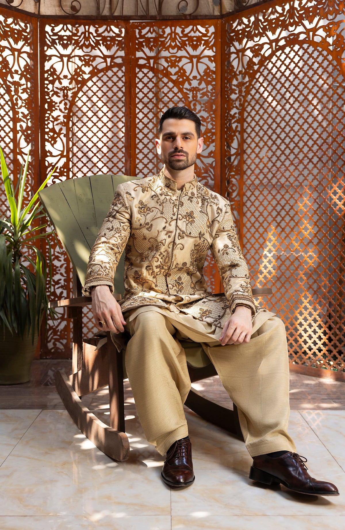 Sherwani with intricate threadwork