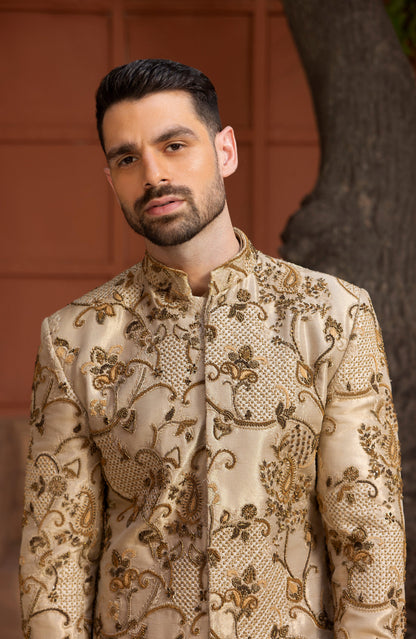 Sherwani with intricate threadwork