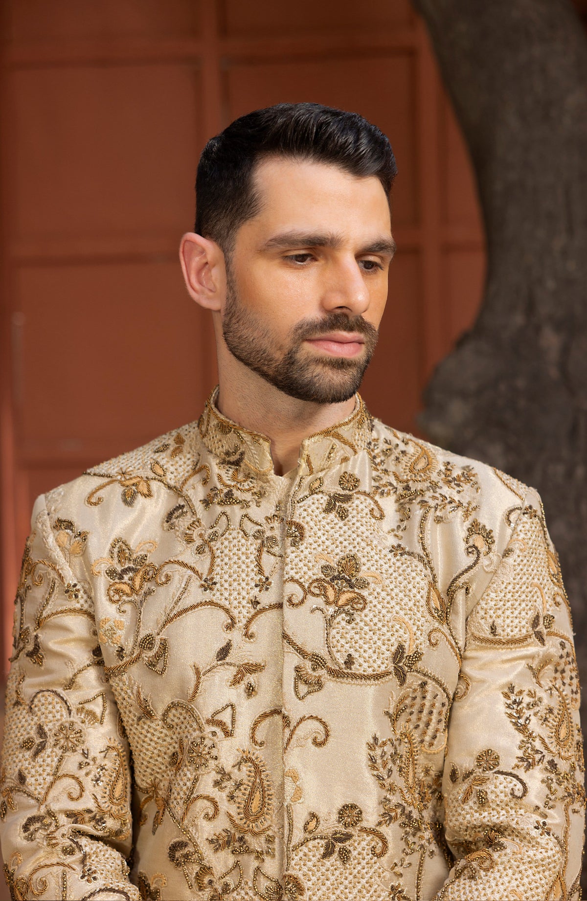 Sherwani with intricate threadwork