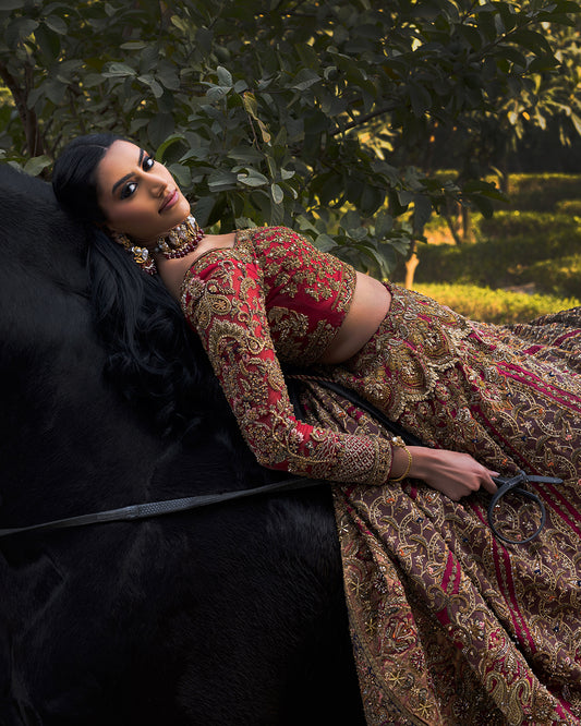 Raqs-e-Gul – Red Bridal Lehenga Set