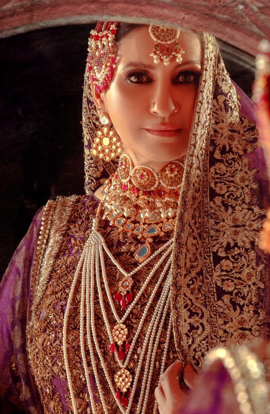 Bridal Front Open Gown with Antique Gold Work and Organza Dupatta
