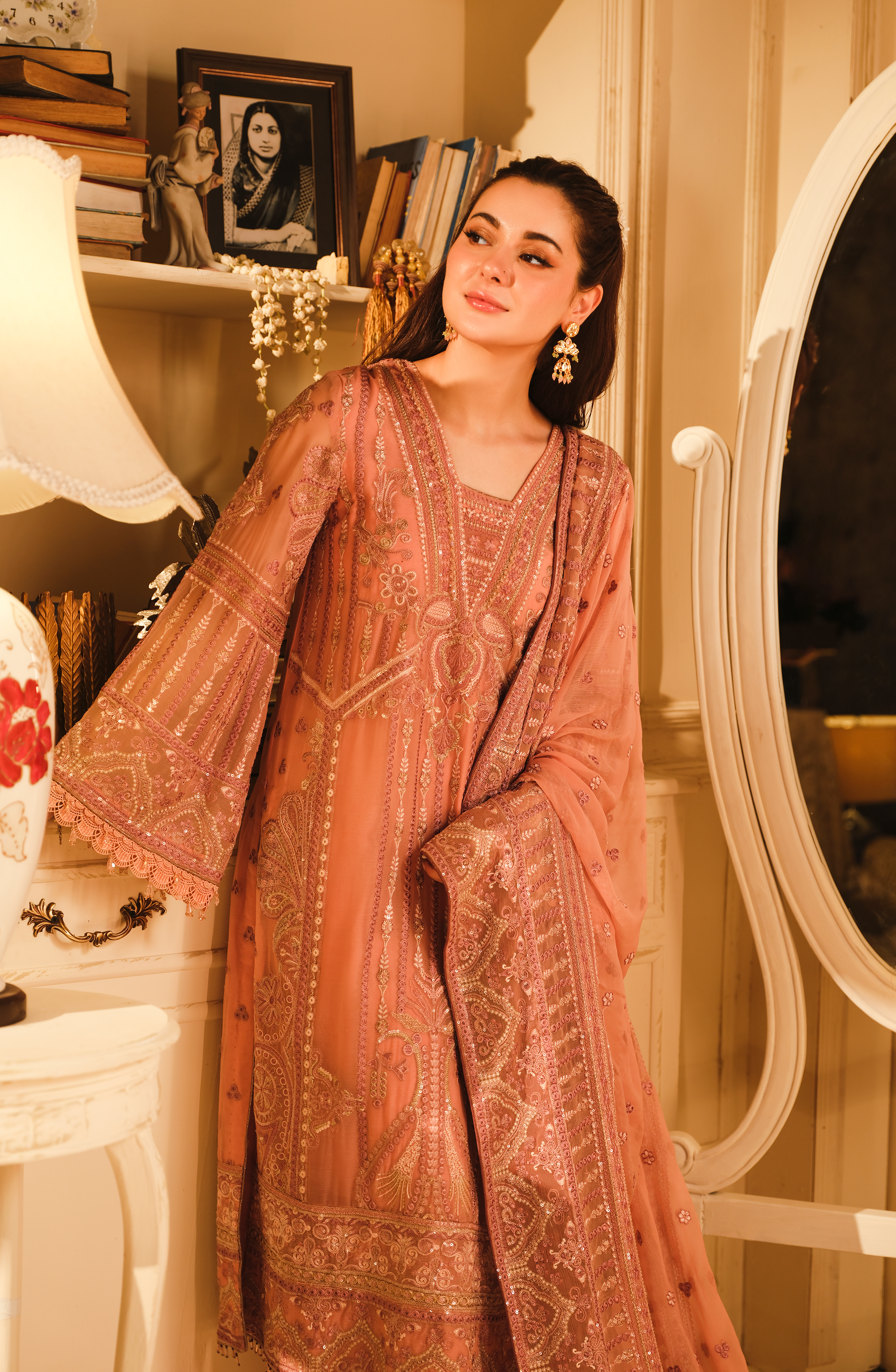 HSY Luxury Pret | Mehak - Embroidered Chiffon Ensemble (Unstitched)