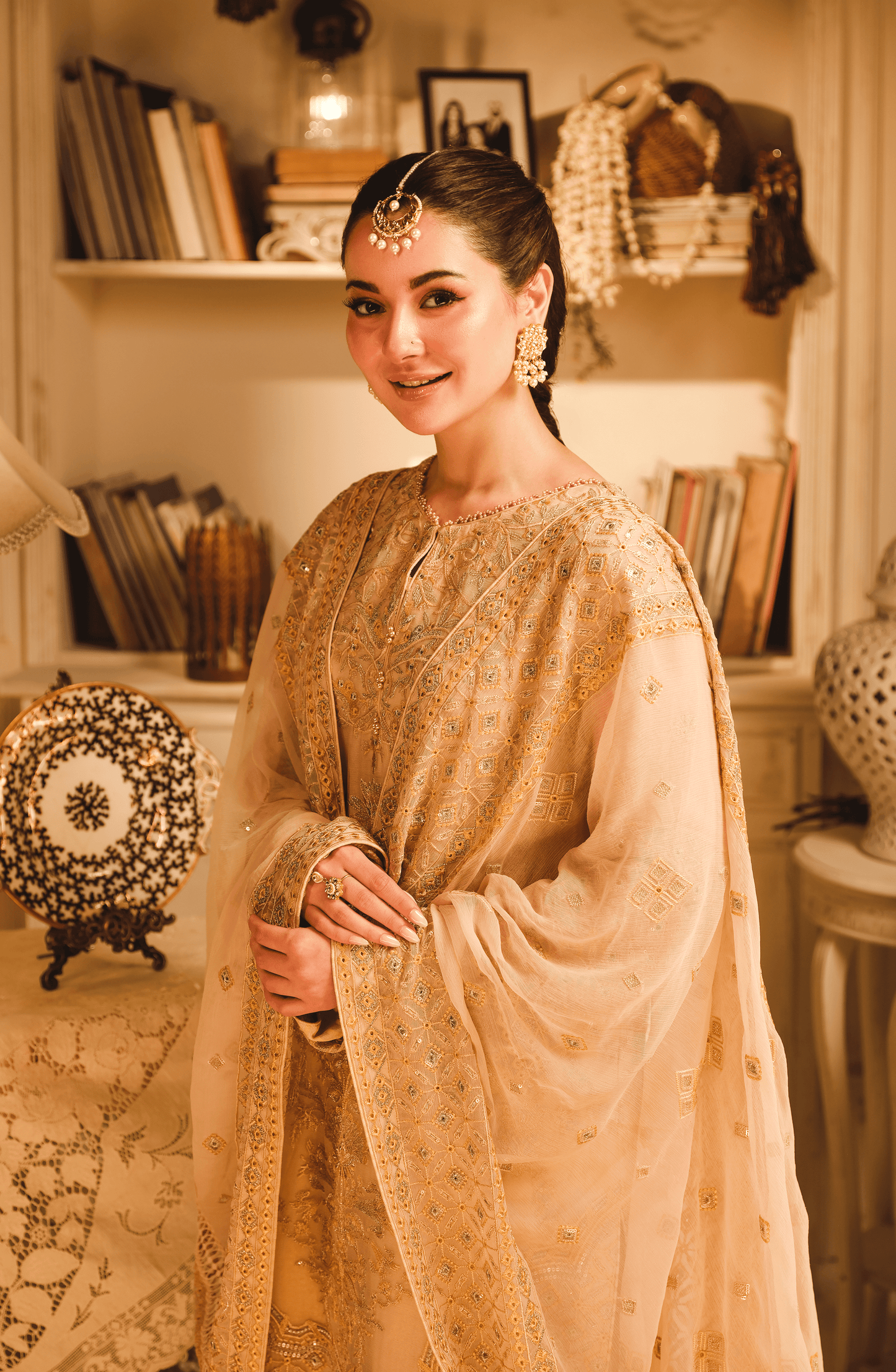 HSY Luxury Pret | Hoor - Embroidered Chiffon Ensemble (Unstitched)