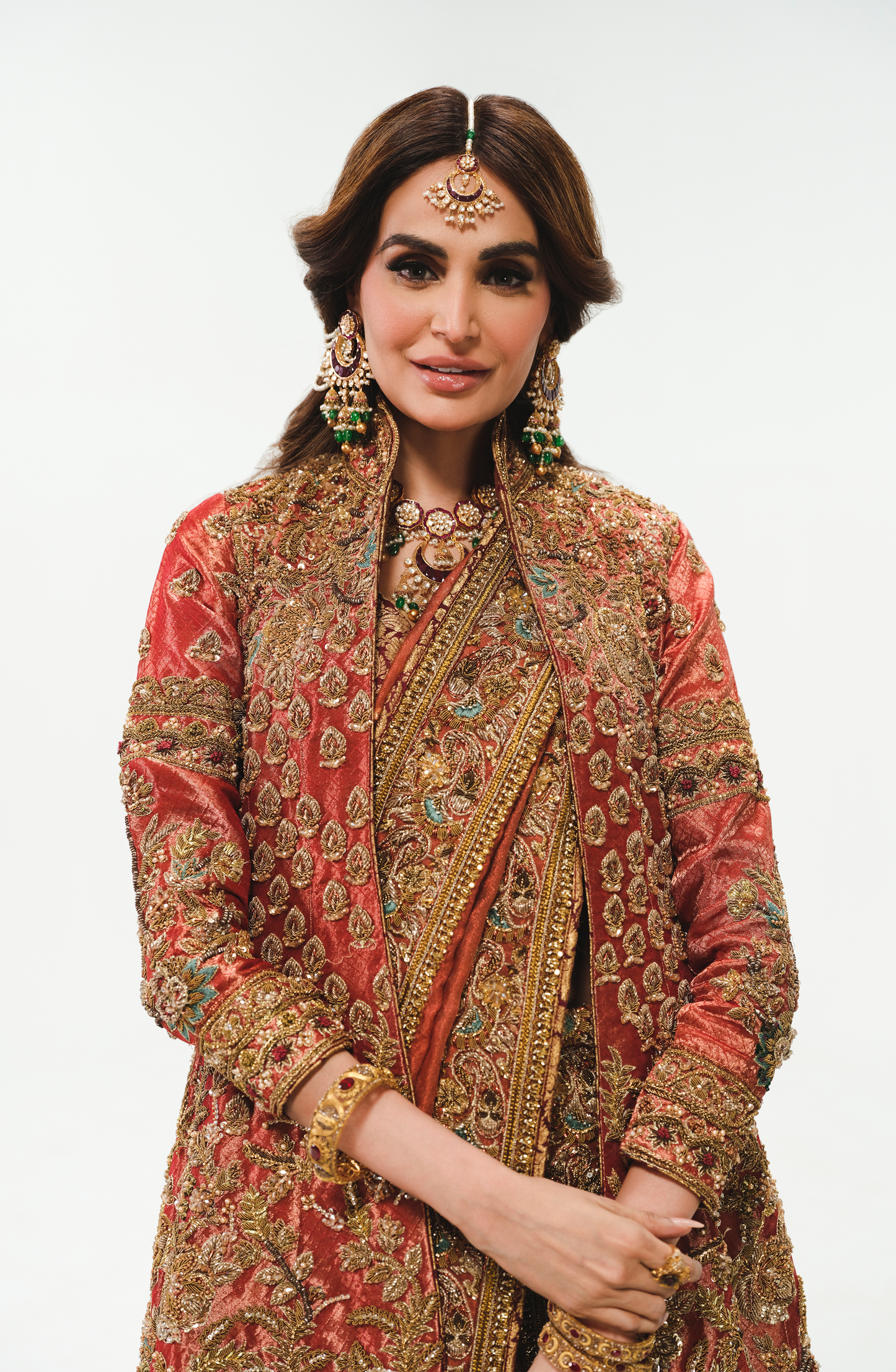 Mehreen Syed wearing Jacket, Blouse, Chooridar Pajamas, Dupatta.