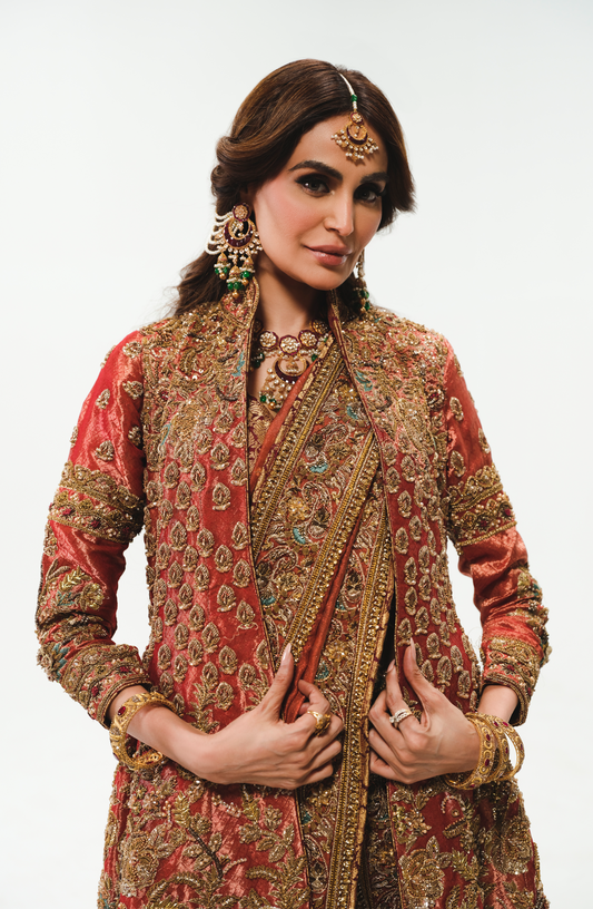 Mehreen Syed wearing Jacket, Blouse, Chooridar Pajamas, Dupatta.