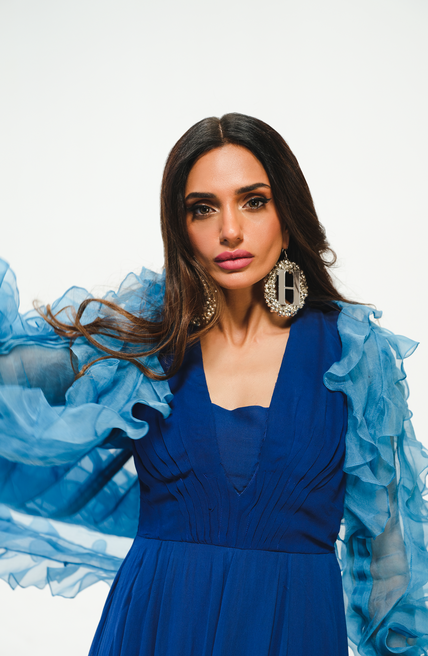 HSY | TIFI001 - Azure Blue Jacket and Gown Ensemble