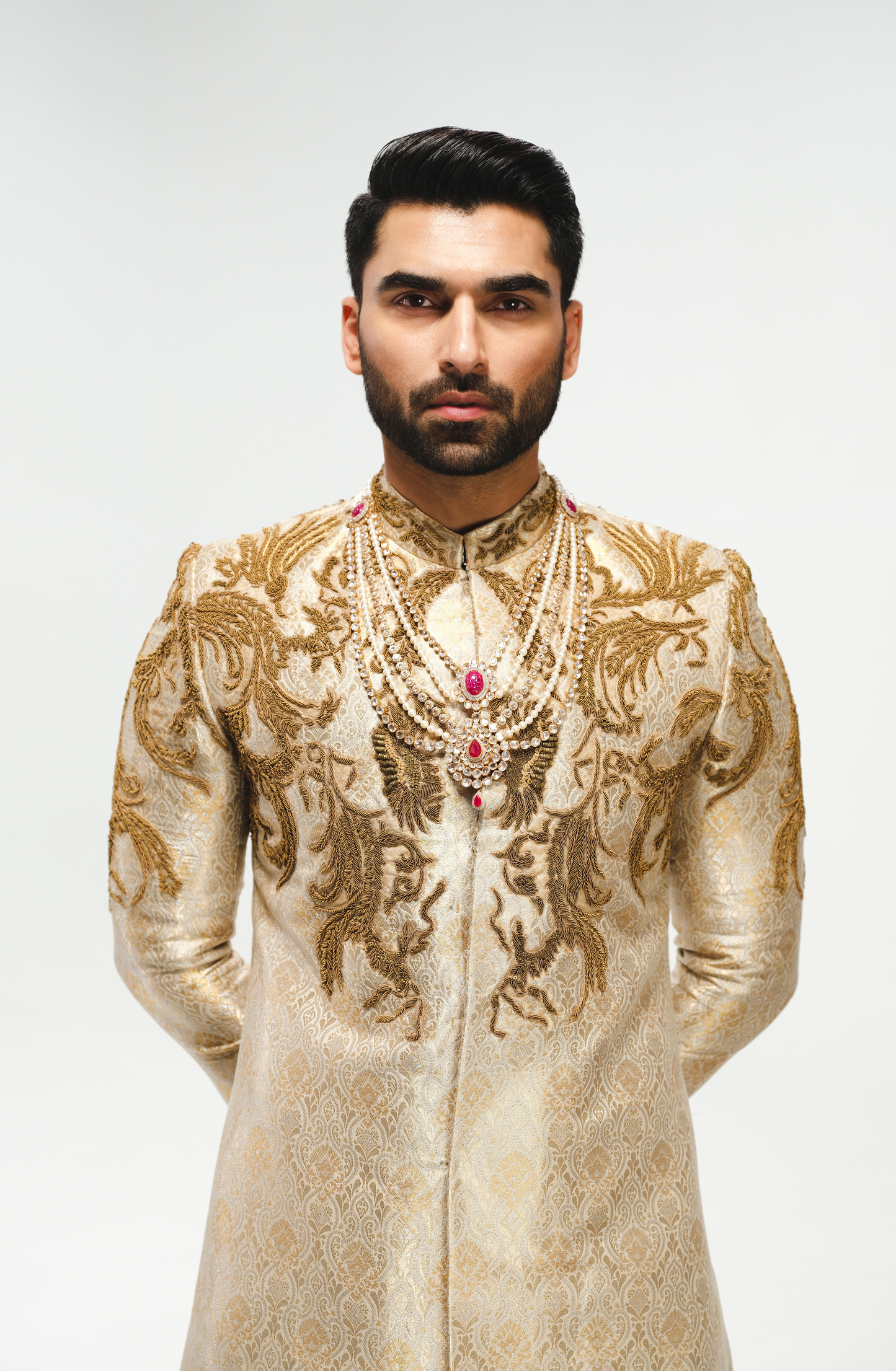 Rizwan Jaffery wearing Sherwani, Kurta and Pants.