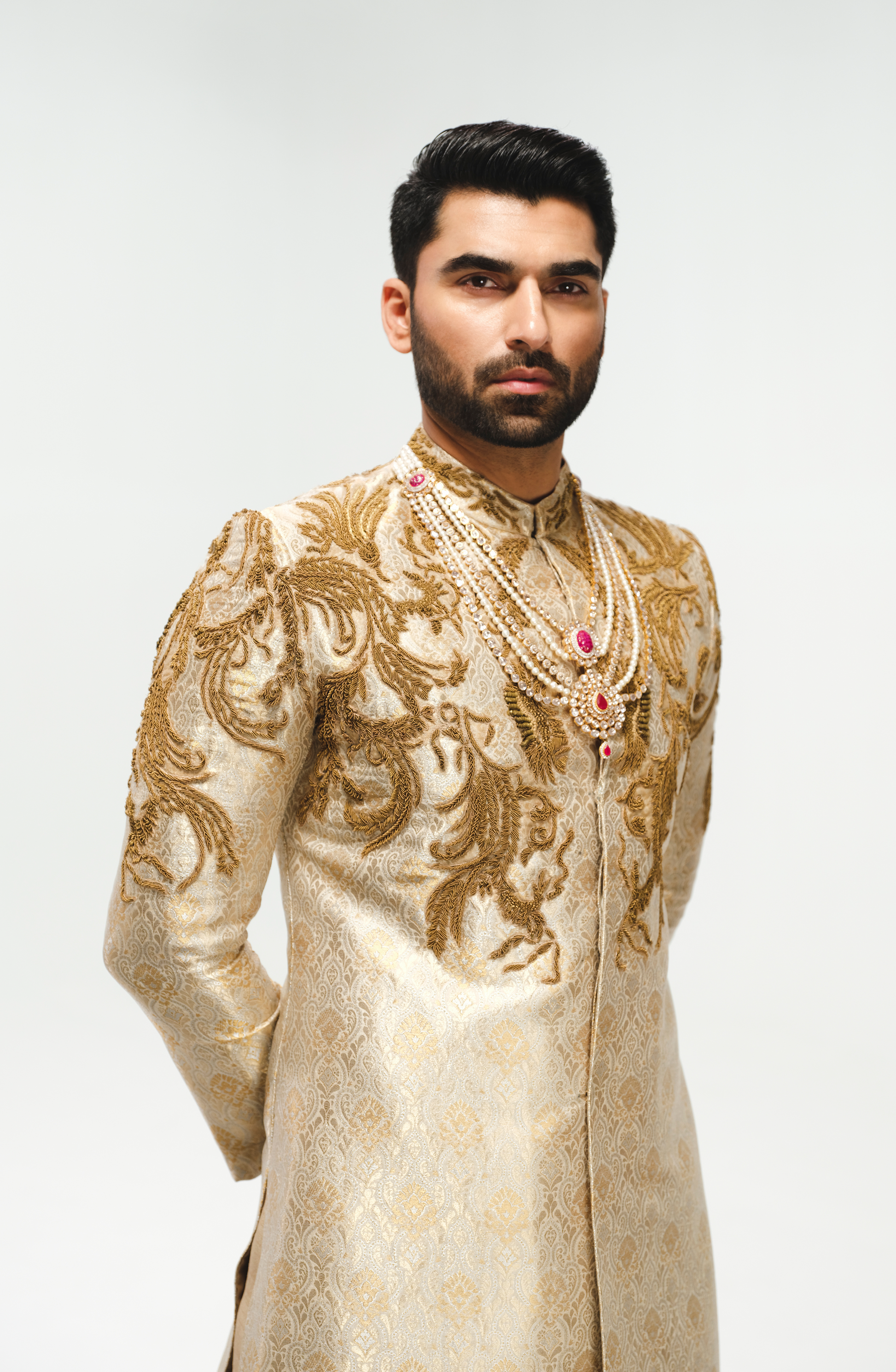 Rizwan Jaffery wearing Sherwani, Kurta and Pants.