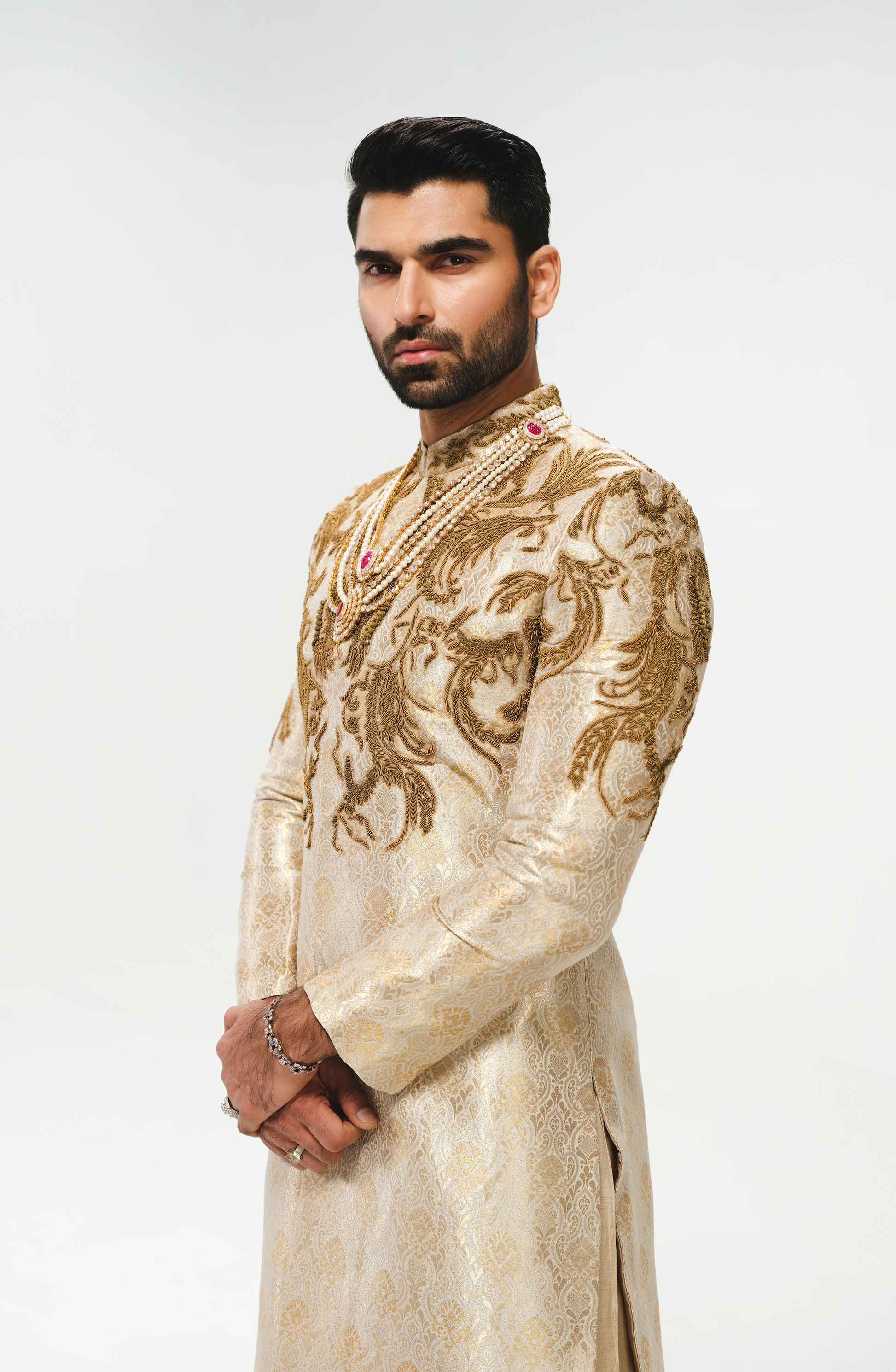 Rizwan Jaffery wearing Sherwani, Kurta and Pants.