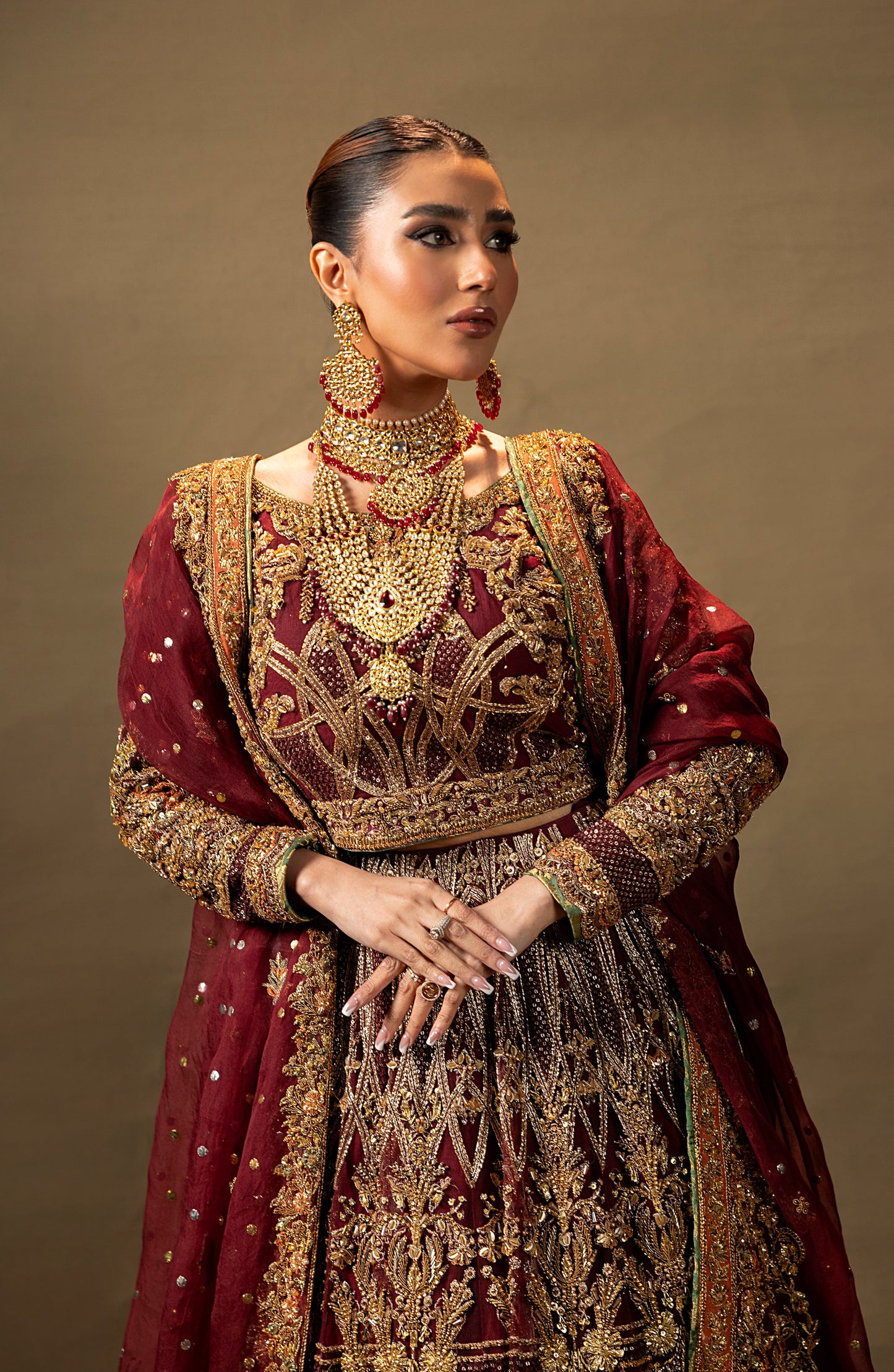 Deluxe 01 – HSY Red Ensemble with Embellished Details