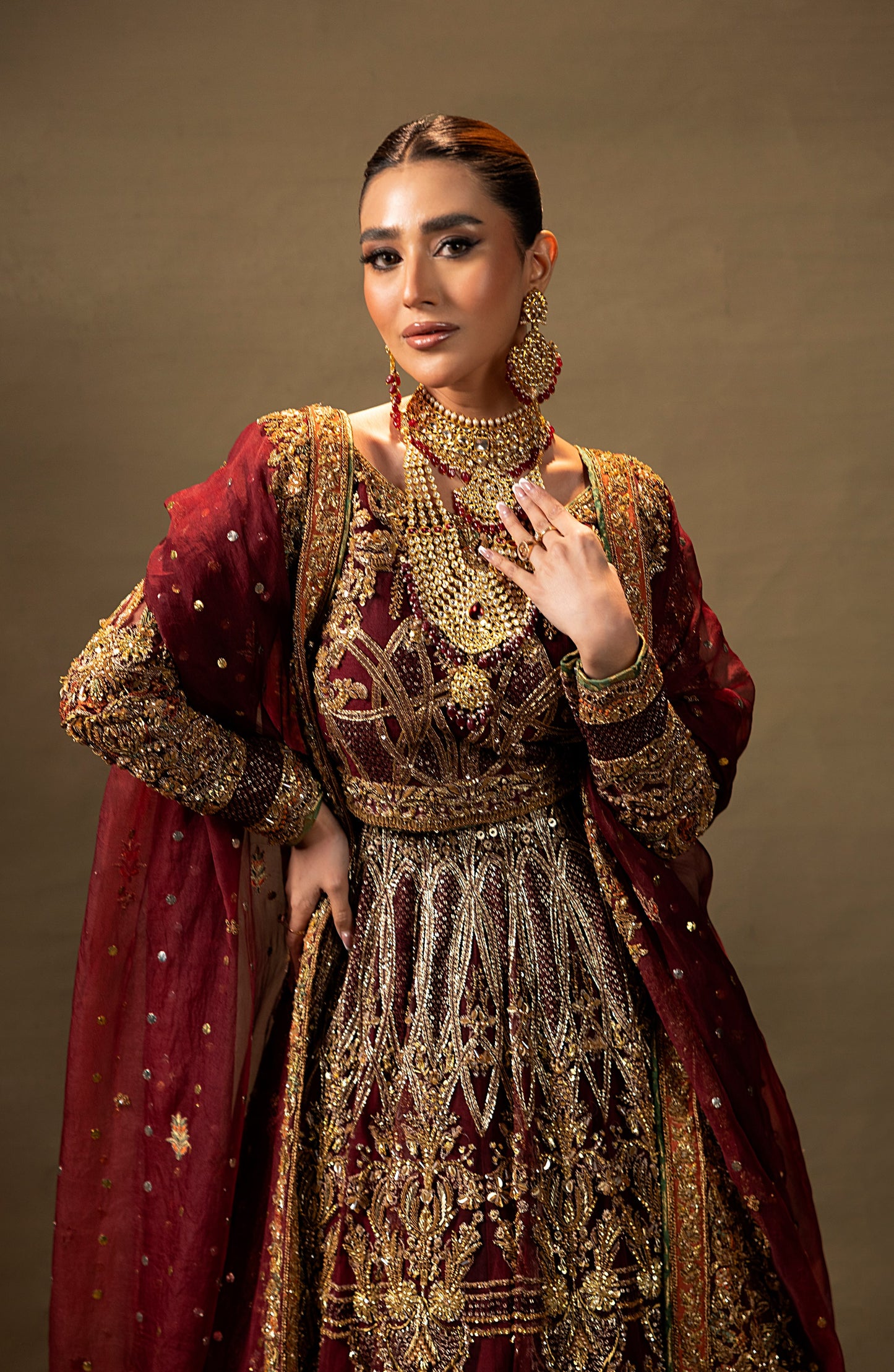 Deluxe 01 – HSY Red Ensemble with Embellished Details