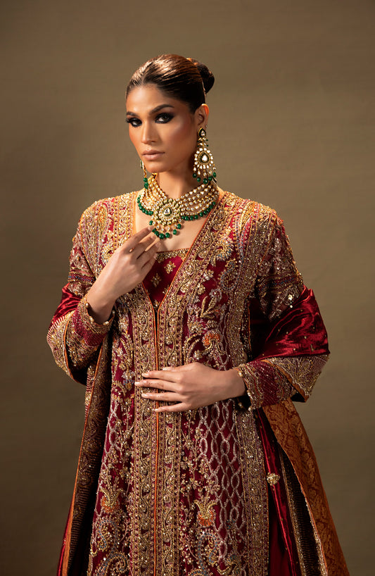 Deluxe 03 – Maroon Lehanga Set with Mukesh Dupatta