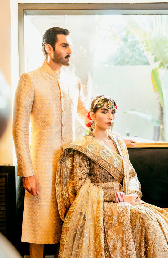 Angrakha Shirt Paired with a Lehenga and a Dupatta