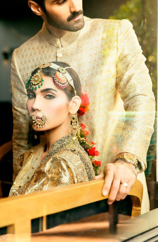 Angrakha Shirt Paired with a Lehenga and a Dupatta