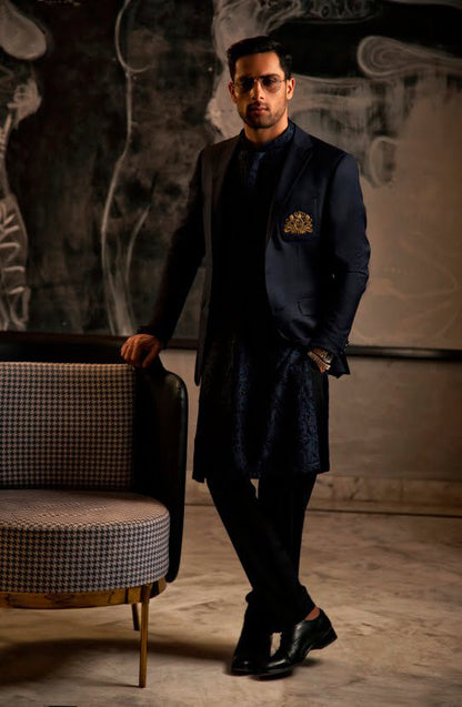 Jacket Paired with an Embroidered Organza Kurta and Pants