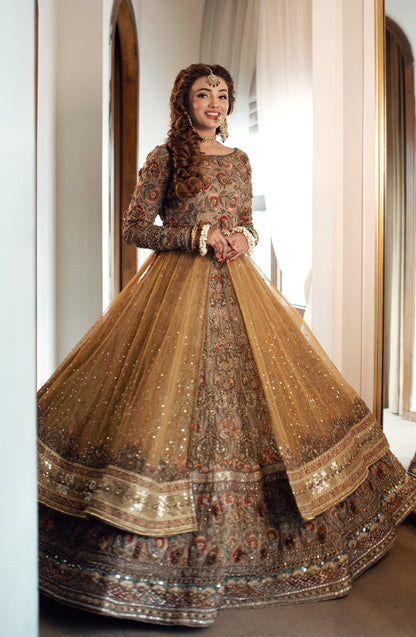 Bridal Embroidered Pishwas Paired with a Lehenga and Dupatta