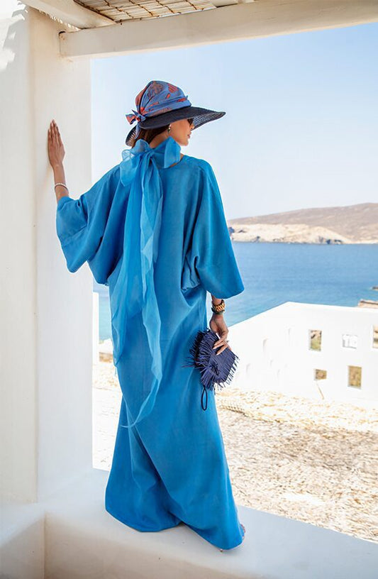 Jalabiya Dress with Embroidered Sleeves and Side Slits