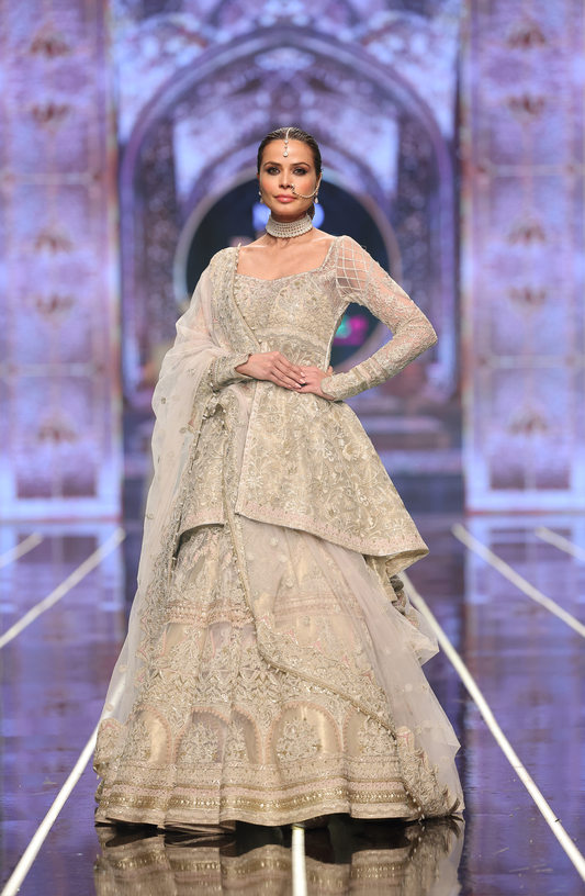 HSY High-Low Peplum With Lehenga-high-low peplum with lehenga set