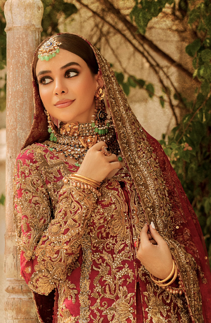 Dareecha - Front Open Shirt and Lehenga in Parisian Embroidery with a Dupatta
