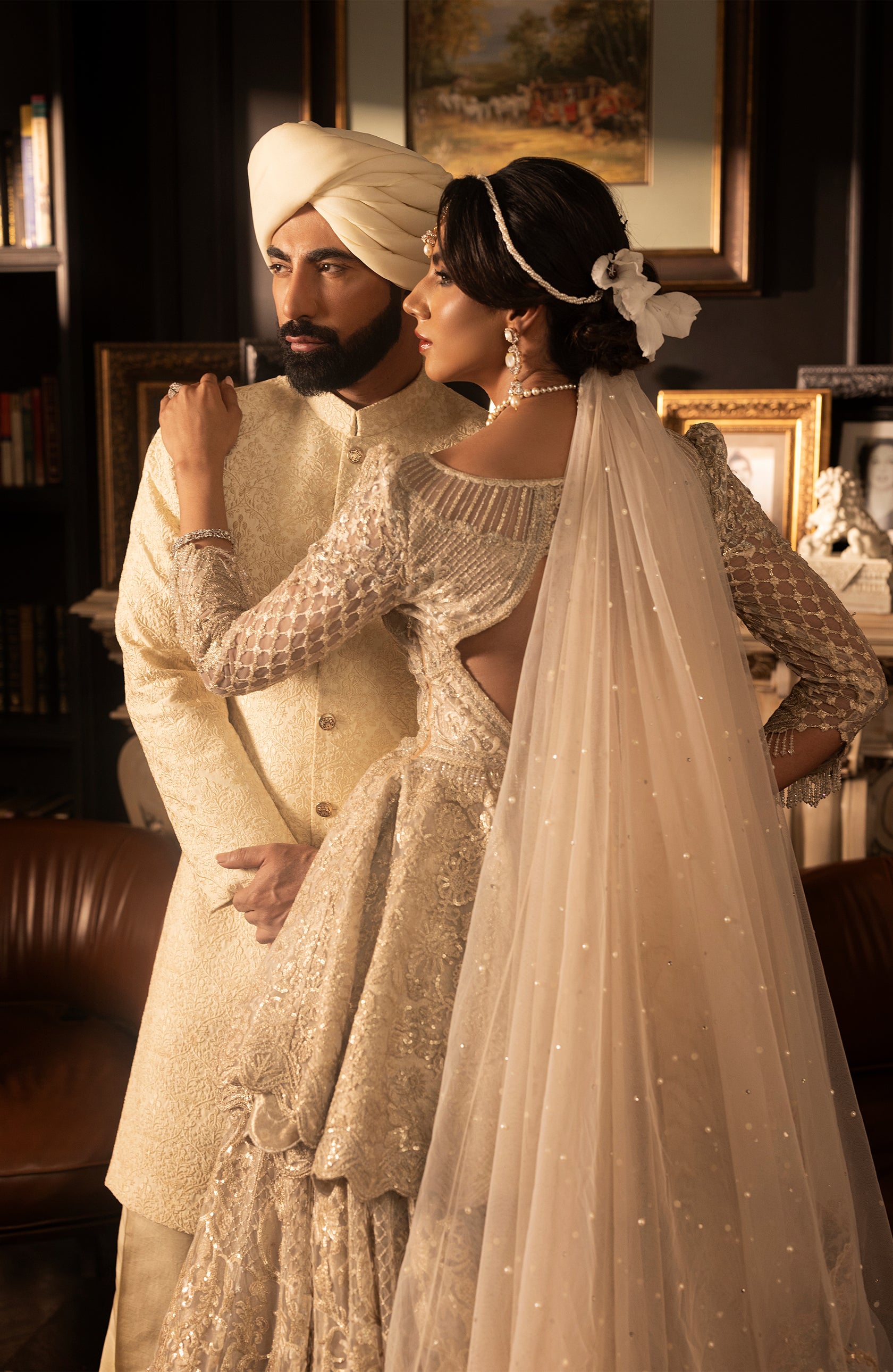 Ivory Silk Sherwani with Gold Button Detailing - photo 4