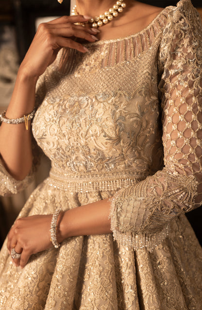 HSY BCW-02 - Net Peplum Lehenga Ensemble-Closeup of embroidery on net peplum lehenga ensemble