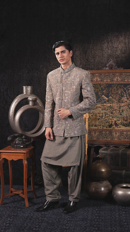 Zaroon – Fossil Grey Sherwani
