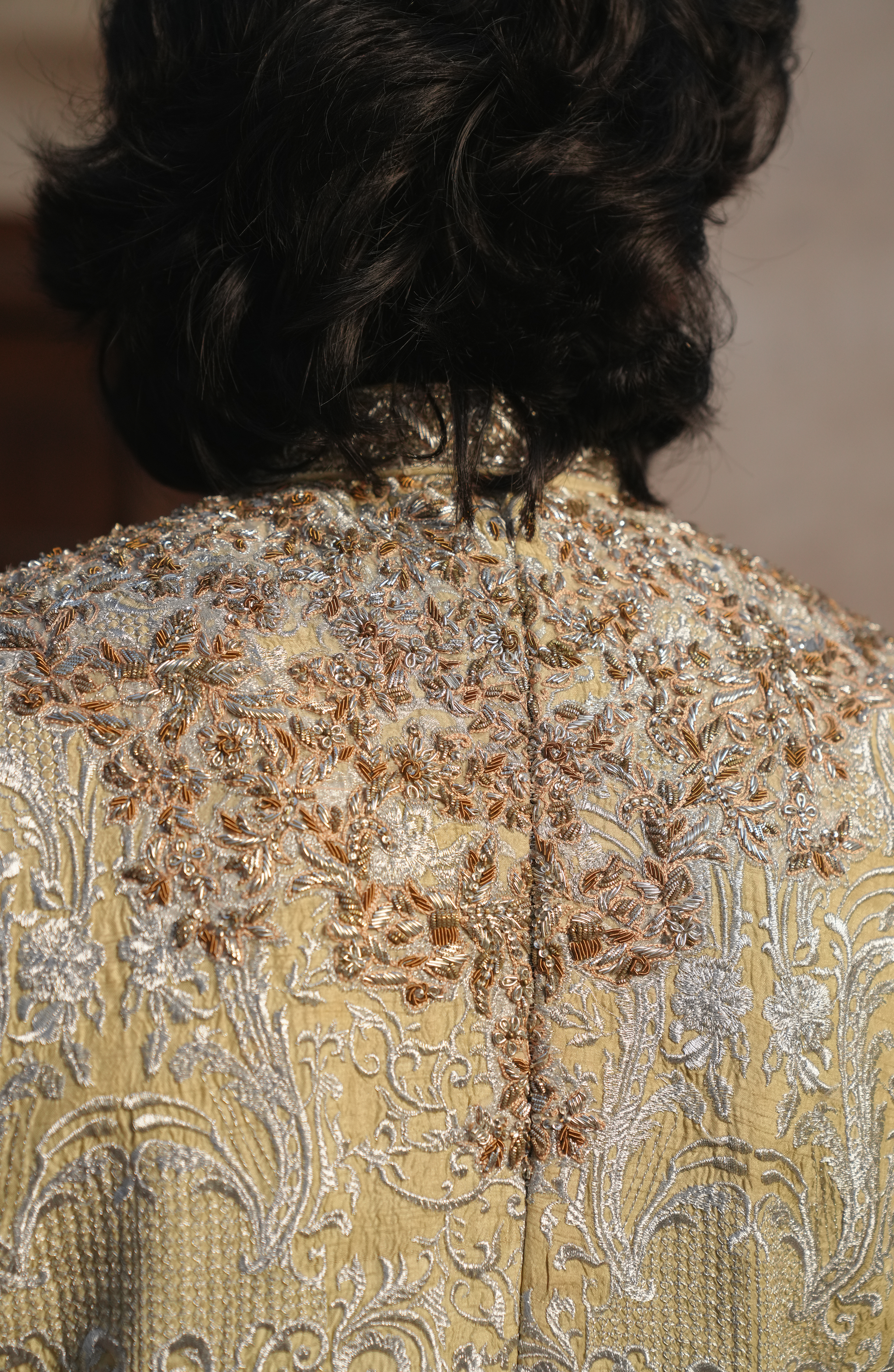 HSY | groom dresses for walima-Fine fabric texture of regal light beige sherwani