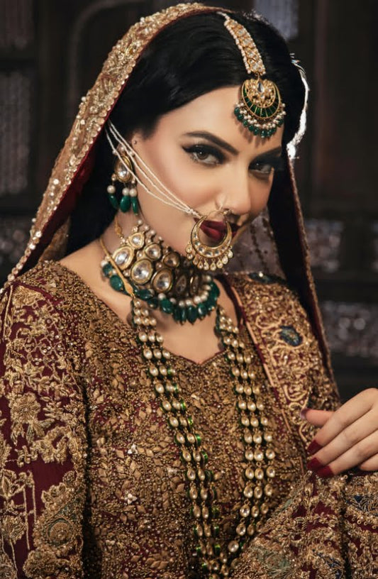 HSY Signature Bridal Ensemble with Handcrafted Gold Embroidery