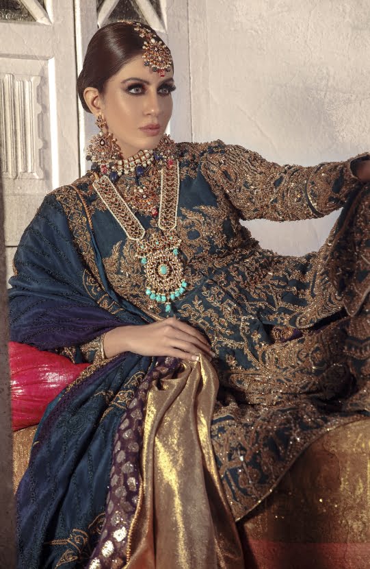 Bridal Traditional Front-Open Shirt with Dhaka Pants