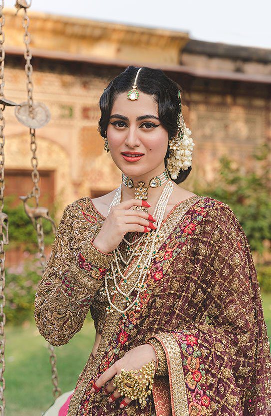 Bridal Traditionally Embroidered Lehenga Choli with Dupatta in Net