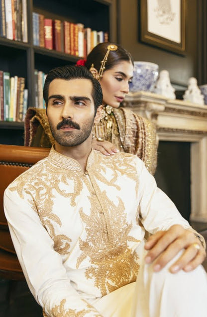 Hand Embroidered Kurta Paired with a Traditional Shalwar